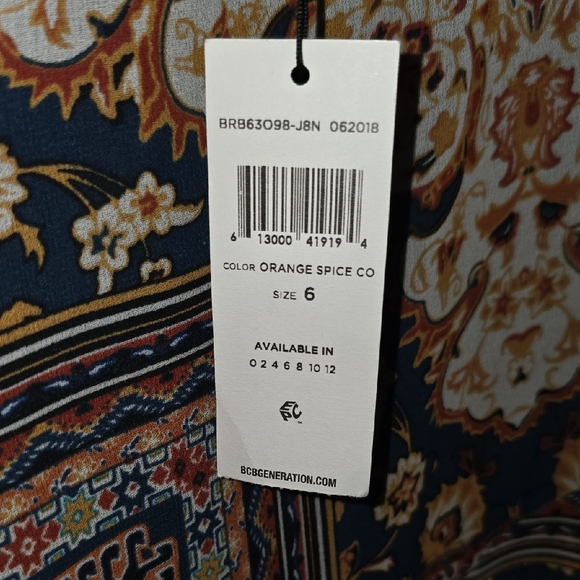 BCBGeneration Women's Maxi Evening Cocktail Dress, Orange Spice Combo - Picture 3 of 4